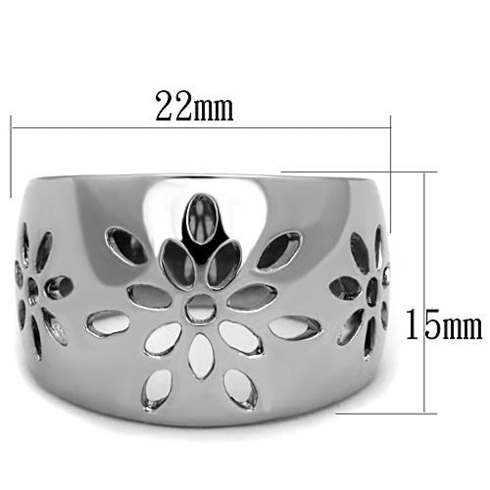 ARTK1684 Stainless Steel 316 High Polished Flower Design Fashion Ring Women's Size 5-10